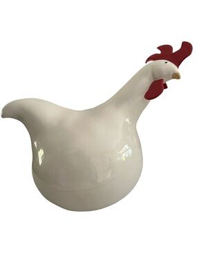Catherine Hunter Longchamp France Deluxe Les Poules Large White Hen Pottery